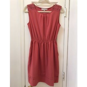 LOFT Sleeveless Knee Length Dress with Lace Detail